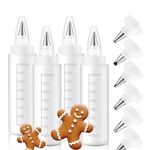 LemonRoad 4 Pcs Piping Bottles For Icing Cookie Decorating Supplies